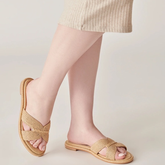 Dolce Vita Atomic Wide Sandals Lt White Raffia - Picture 3 of 6